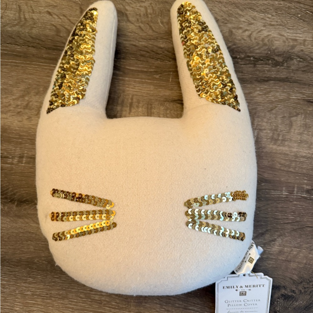 Gold Sequin Bunny Pillow